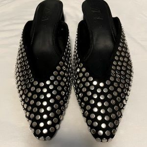 Zara mule with silver grommet detail slide leather size 40